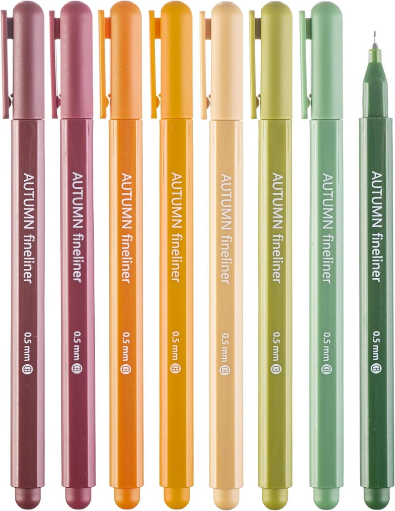 DIVERSEBEE Fine Tip Pens, 8 Bible Pens No Bleed Through, Assorted Colors, 0.5mm Fine Point Fineliner Markers for Journaling, Bible Study Journaling Supplies and Accessories (Autumn) - Image 1